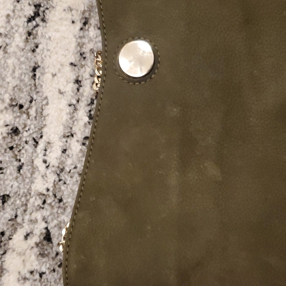 Zara olive green Faux Nubuck clutch shoulder purse - Picture 6 of 7